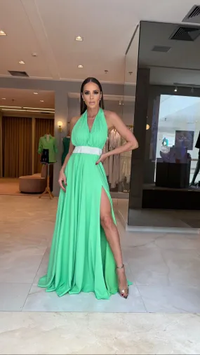 VESTIDO VITOR ZERBINATO LONGO FRENTE NICA VERDE MENTA