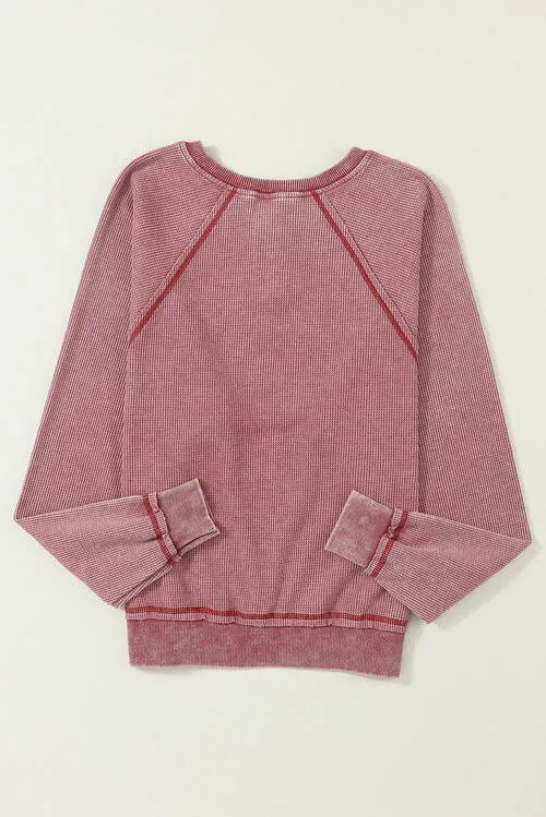 Waffle Knit Henley Sweatshirt (S - 2X)