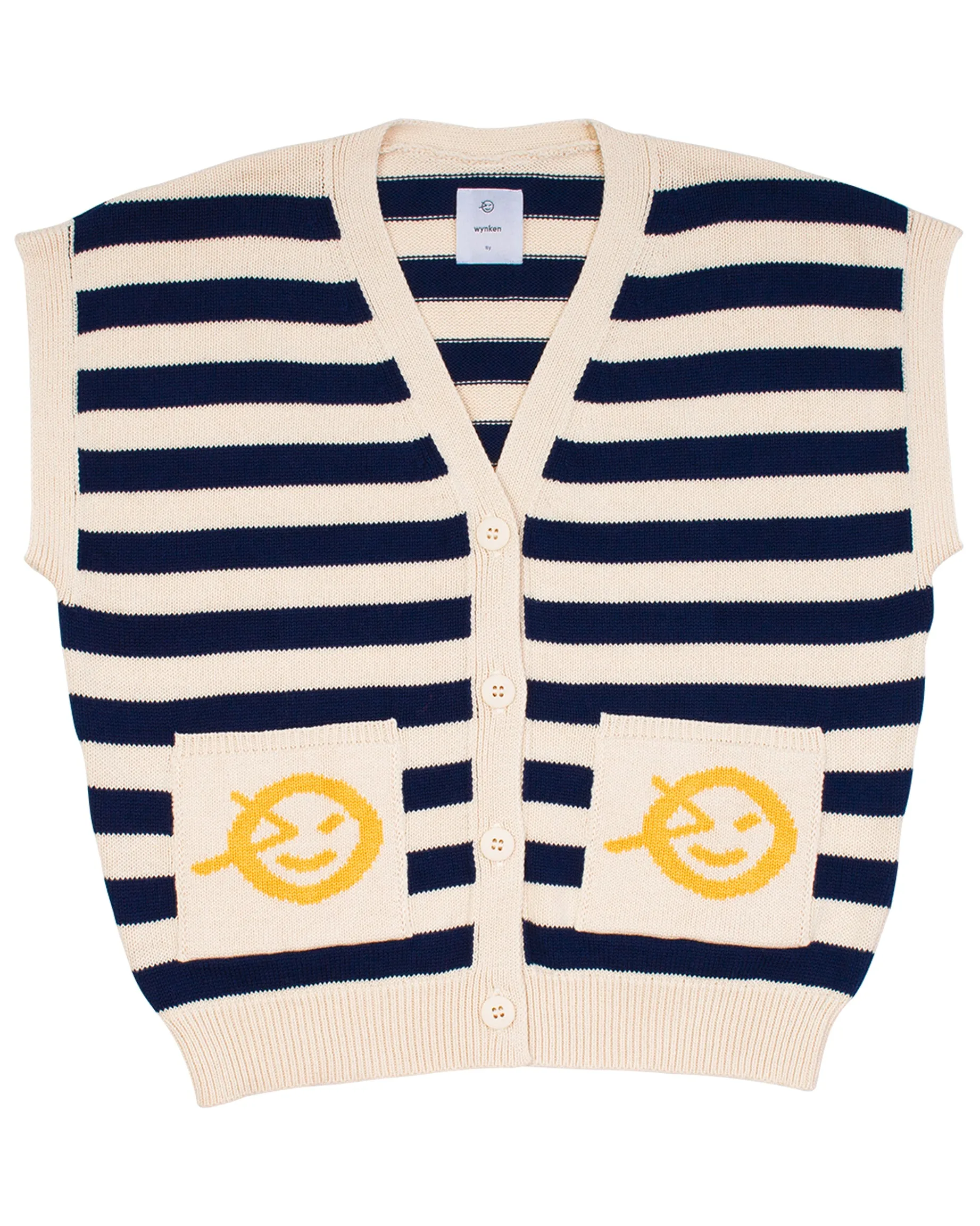 WYNKEN STRIPE KNIT CARDIGAN VEST